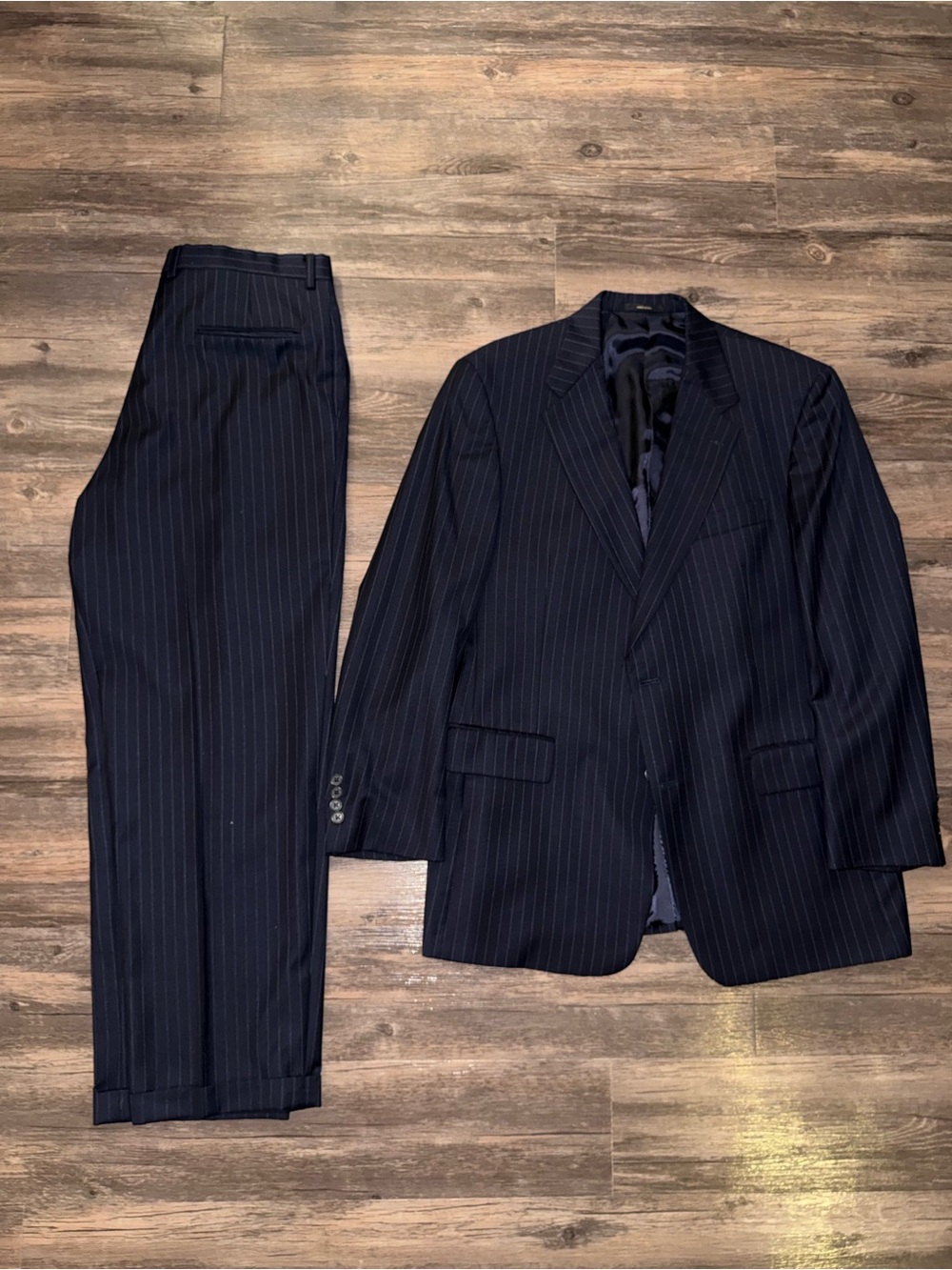 Vintage navy pinstripe suit